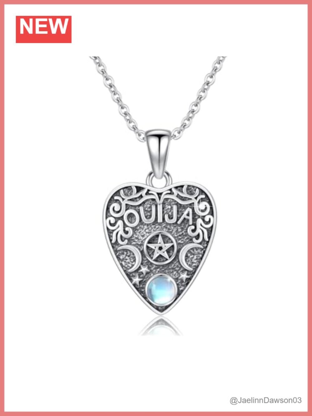 925 Sterling Silver Ouija Board Pendant Necklace Goth Jewelry for Women
